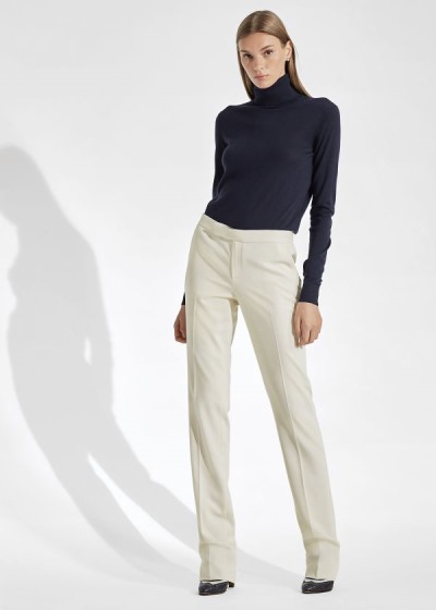 Pantalones Ralph Lauren Mujer Creme Claro - Seth Wool Gabardine - MSUNE2984